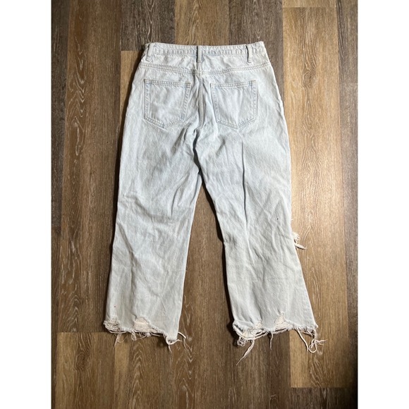 Vervet Wide Leg Jeans Womens 30 Light Wash Good Distressed Ripped Raw Hem V2471 - Picture 8 of 8